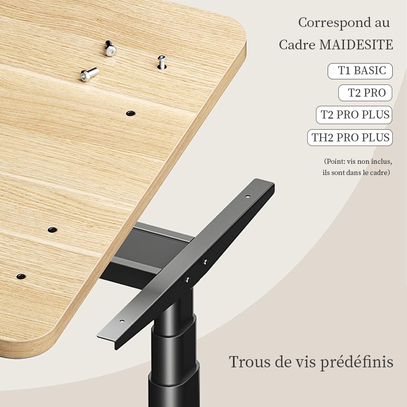 Maidesite Plateau de bureau DIY - Assemblage facile, avec trous pré-percés, pour la maison et le bureau