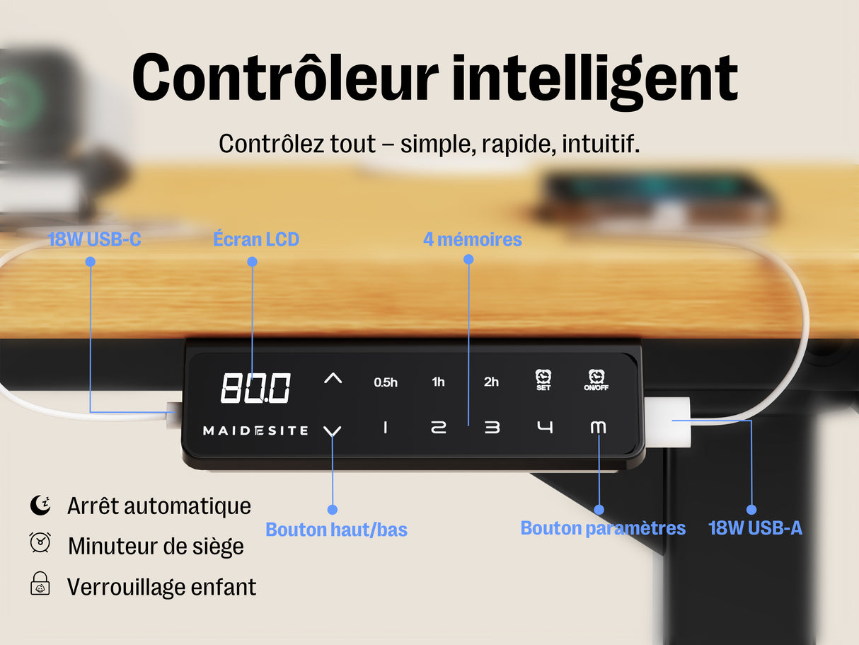 Maidesite T2 Pro - Châssis réglable en hauteur électriquement