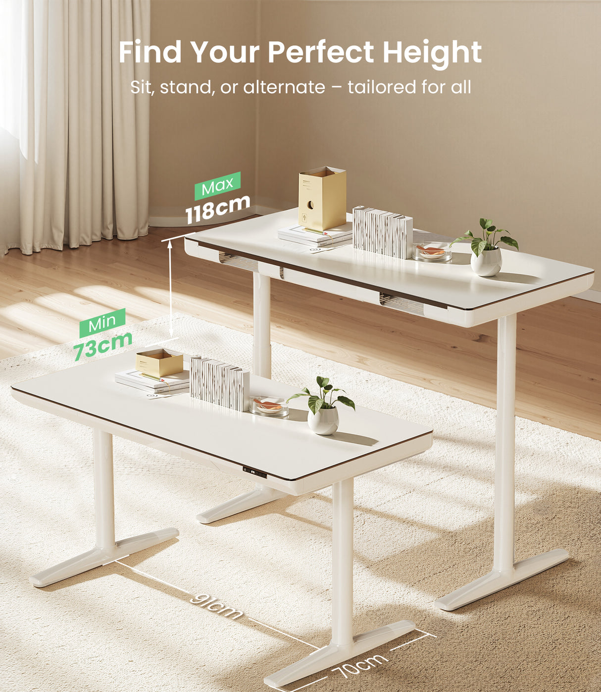 Bureau debout Maidesite Yoga réglable en hauteur de 73cm à 118cm pour travailler assis ou debout