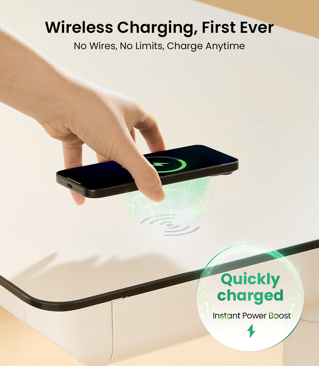 Chargeur sans fil intégré au bureau debout Maidesite Yoga pour une recharge pratique et rapide à tout moment