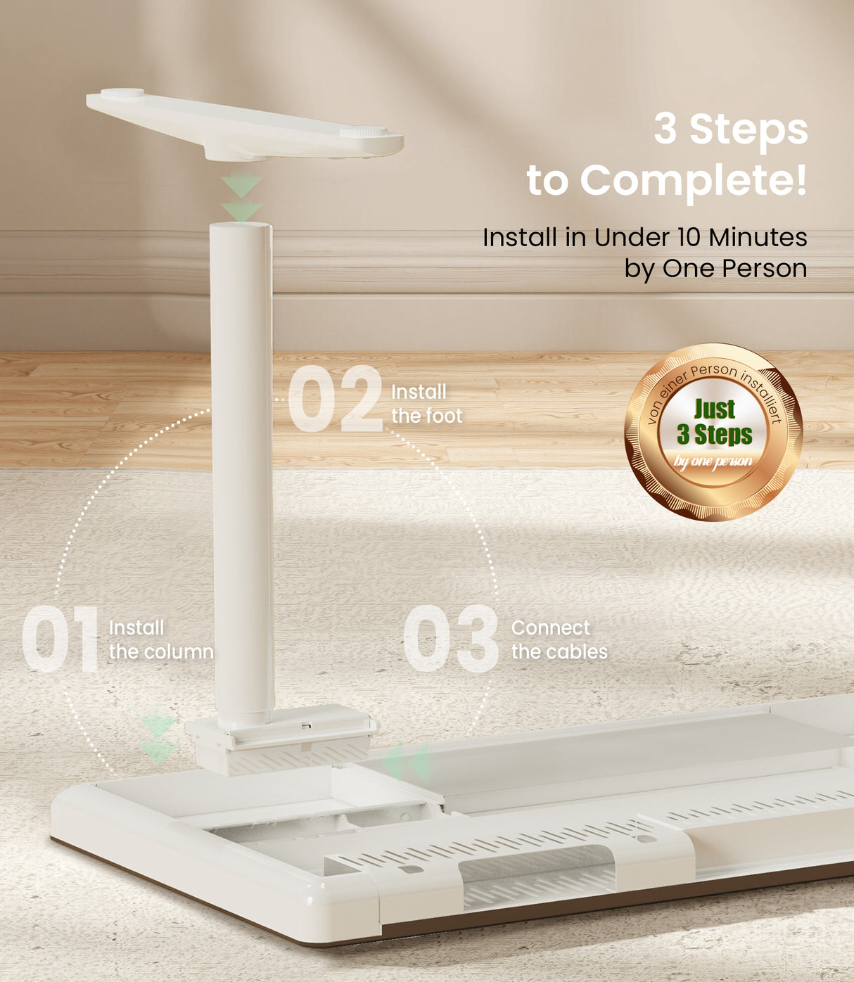 Le bureau à hauteur réglable Maidesite Yoga est facile à assembler en 3 étapes et en 10 minutes