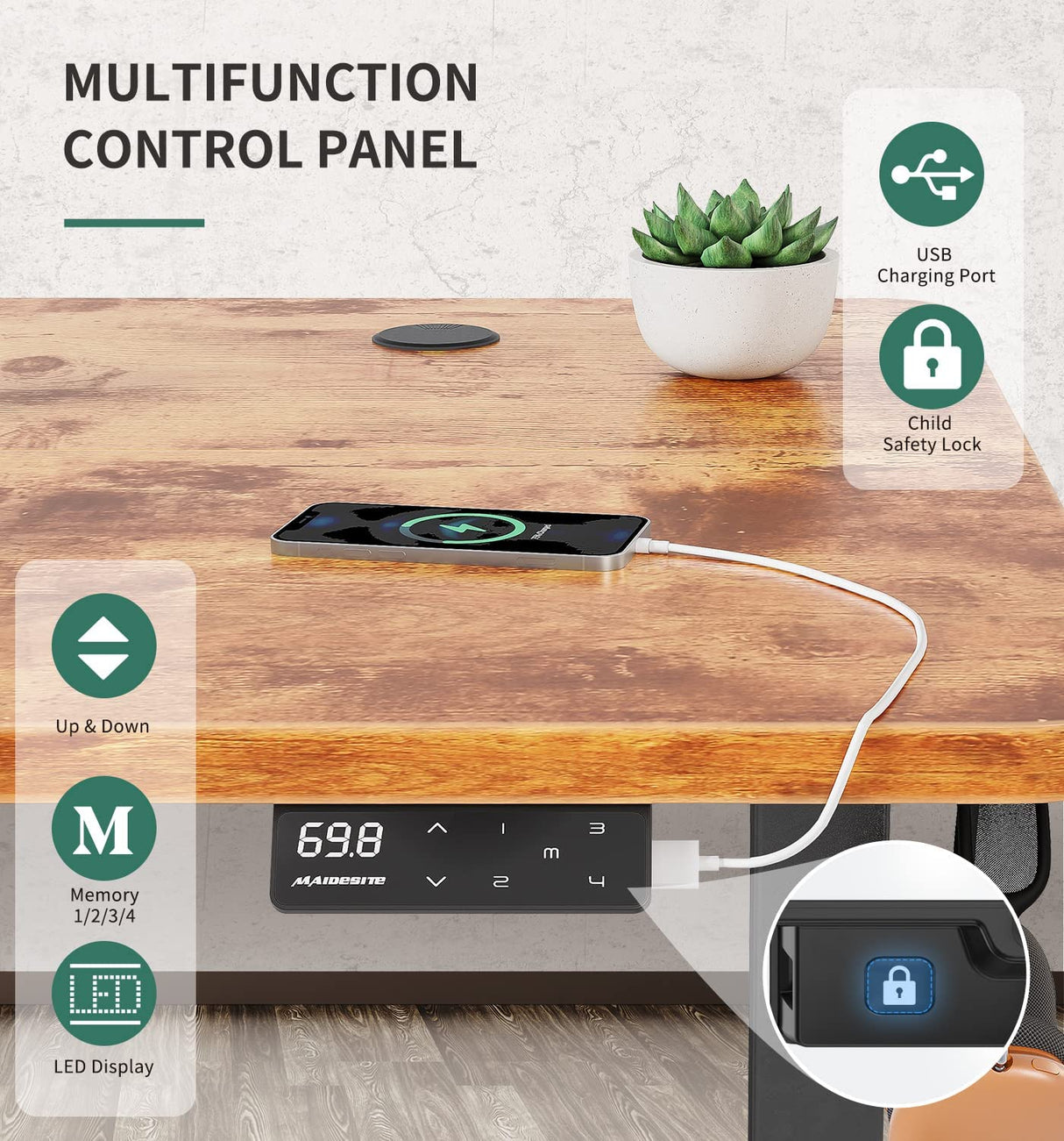 Maidesite SN1 - Bureau à hauteur réglable électriquement