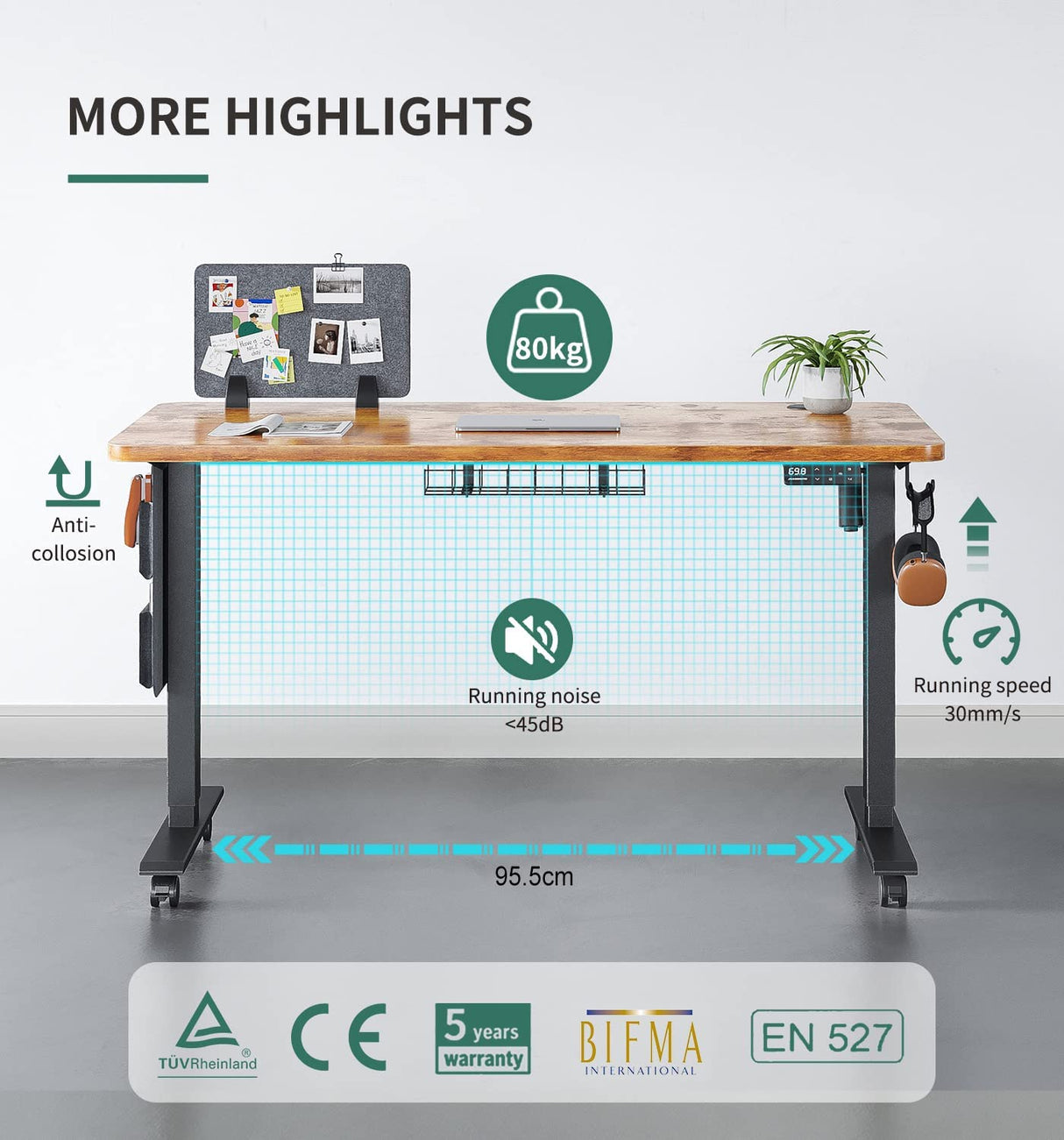 Maidesite SN1 - Bureau à hauteur réglable électriquement