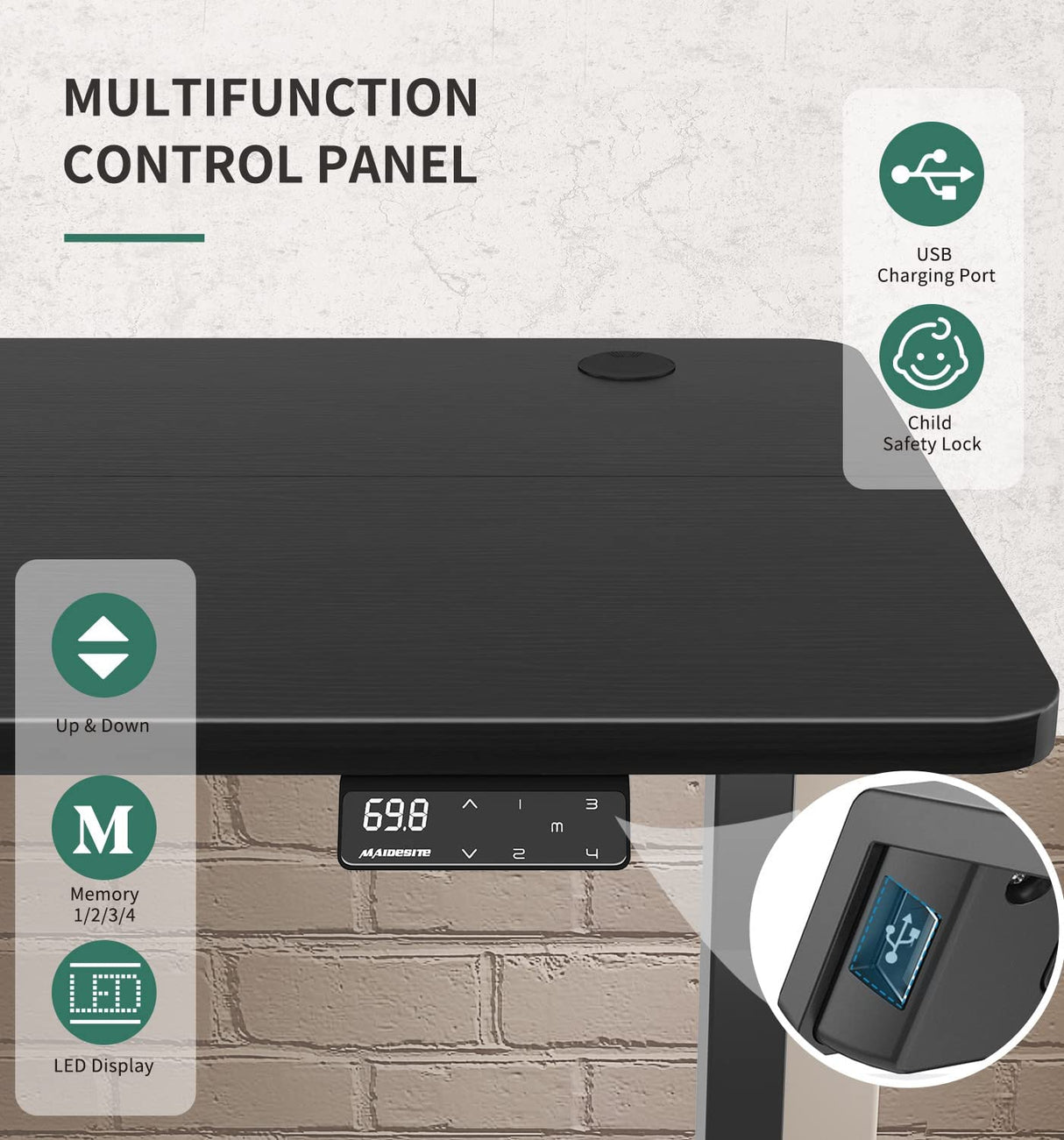Maidesite SN1 - Bureau à hauteur réglable électriquement