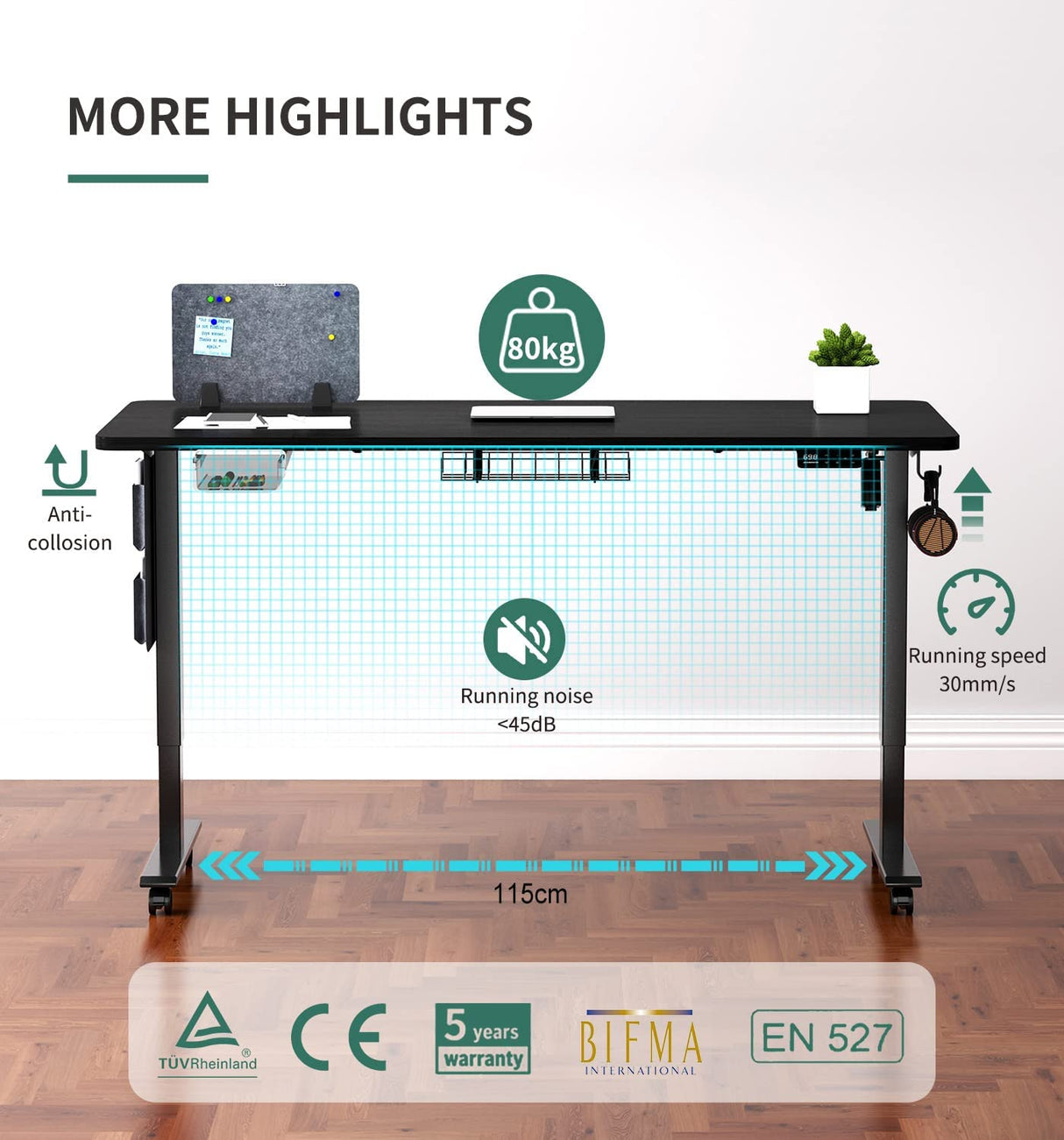 Maidesite SN1 - Bureau à hauteur réglable électriquement