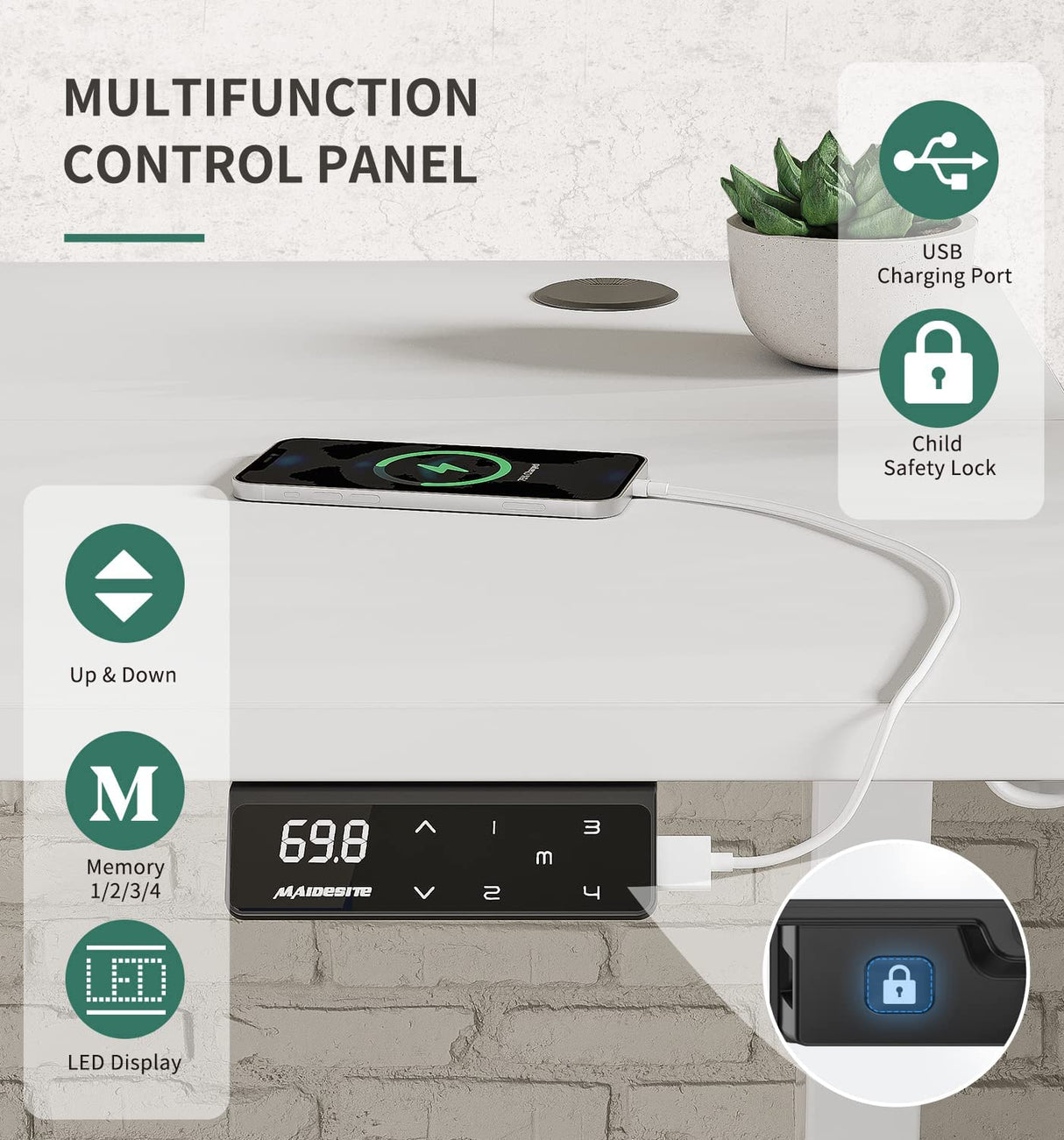Maidesite SN1 - Bureau à hauteur réglable électriquement