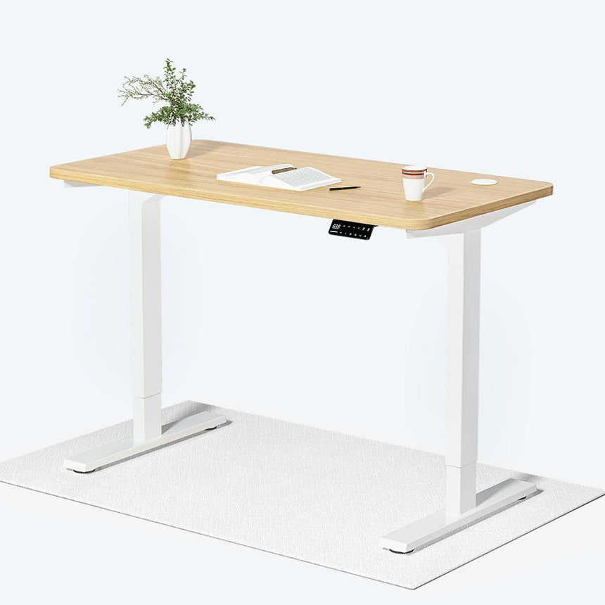 Eiche+Weiß- Elektrisch Höhenverstellbarer Schreibtisch