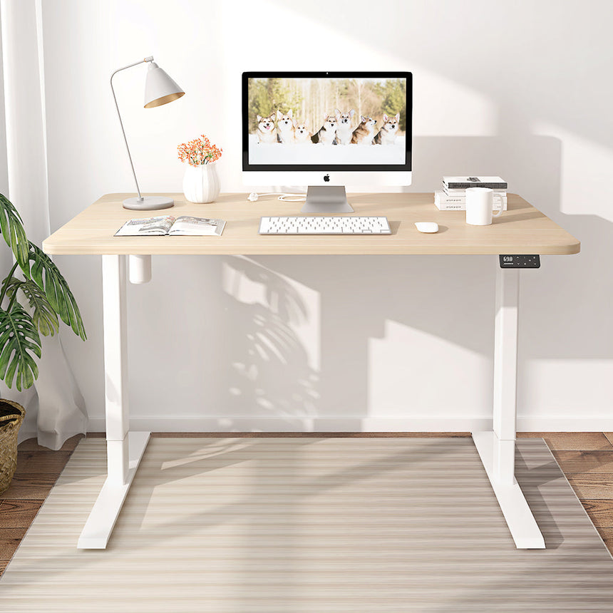 Eiche+Weiß- Elektrisch Höhenverstellbarer Schreibtisch