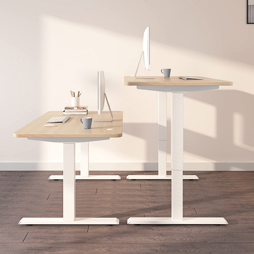 Eiche+Weiß- Elektrisch Höhenverstellbarer Schreibtisch für das Home Office