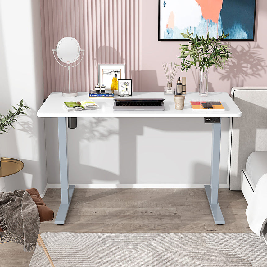 Grau+Weiß- Elektrisch Höhenverstellbarer Schreibtisch für das Home Office