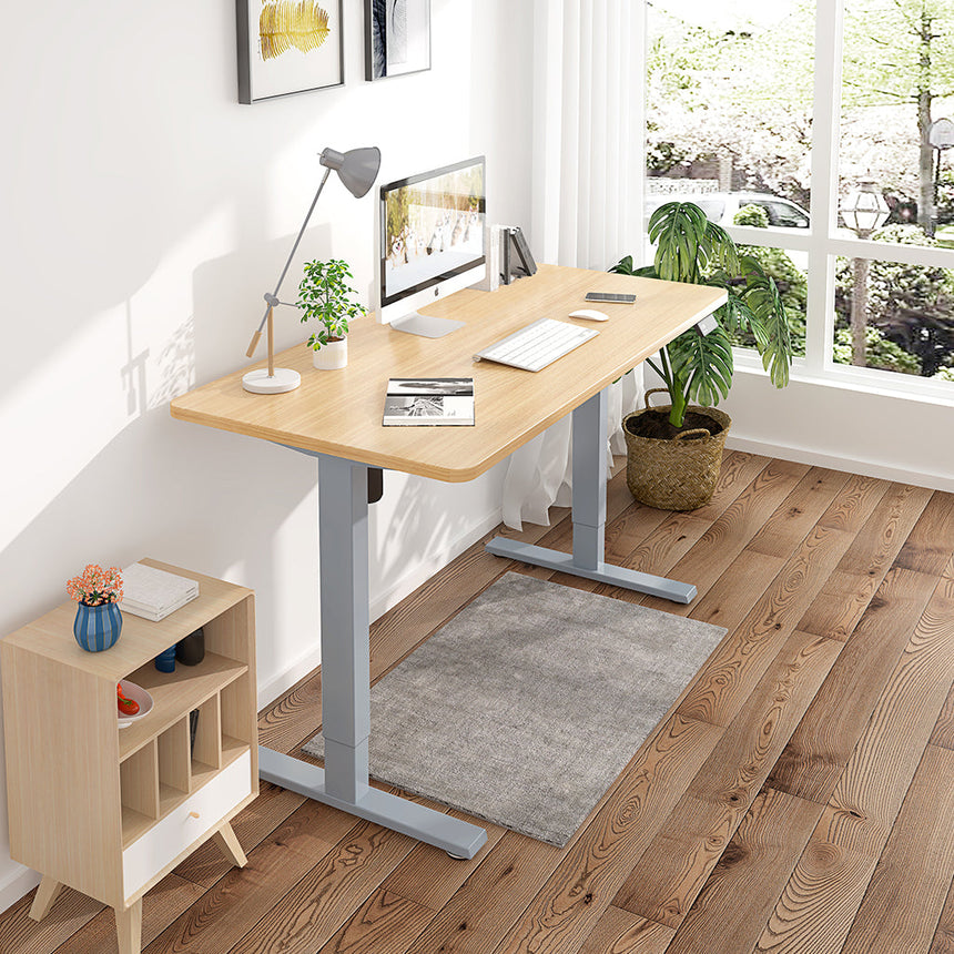 Eiche+Grau- Elektrisch Höhenverstellbarer Schreibtisch für das Home Office