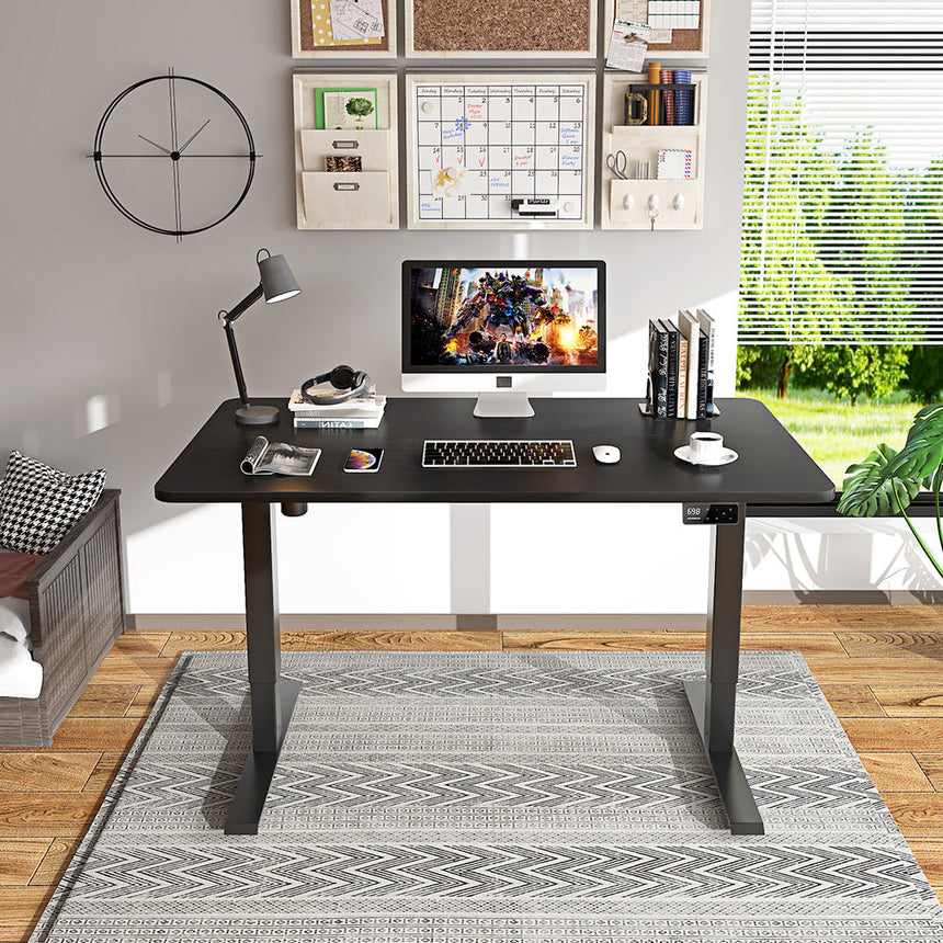 Schwarz+Schwarz- Elektrisch Höhenverstellbarer Schreibtisch für das Home Office