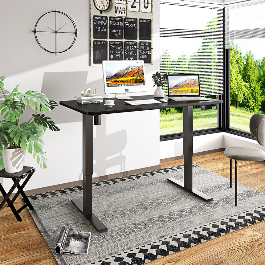 Schwarz+Schwarz- Elektrisch Höhenverstellbarer Schreibtisch für das Home Office