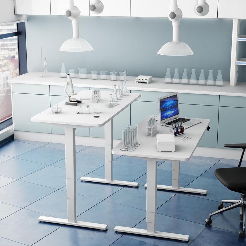 Weiß+Weiß- Elektrisch Höhenverstellbarer Schreibtisch für das Home Office