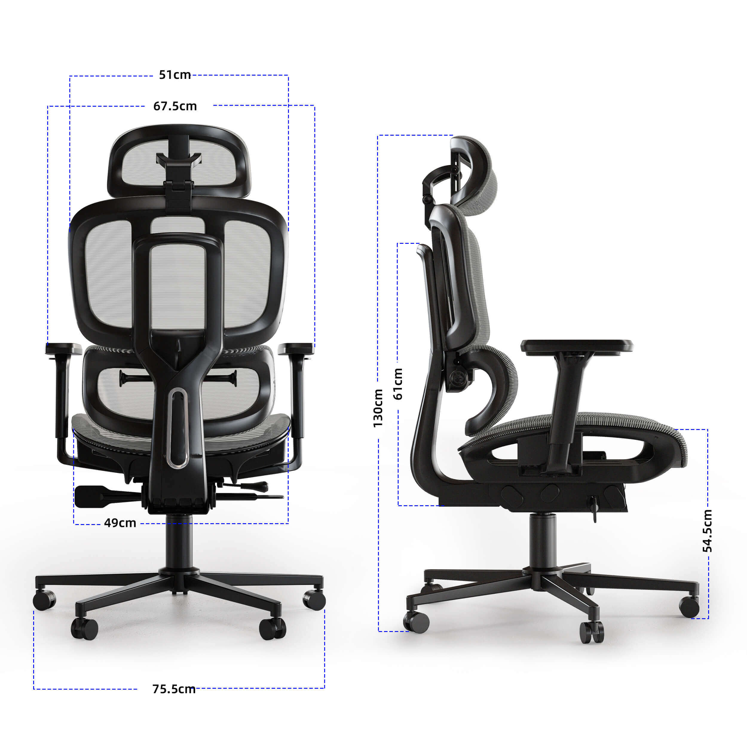 Maidesite EC2 Chaise ergonomique avec appuie-tête et dossier