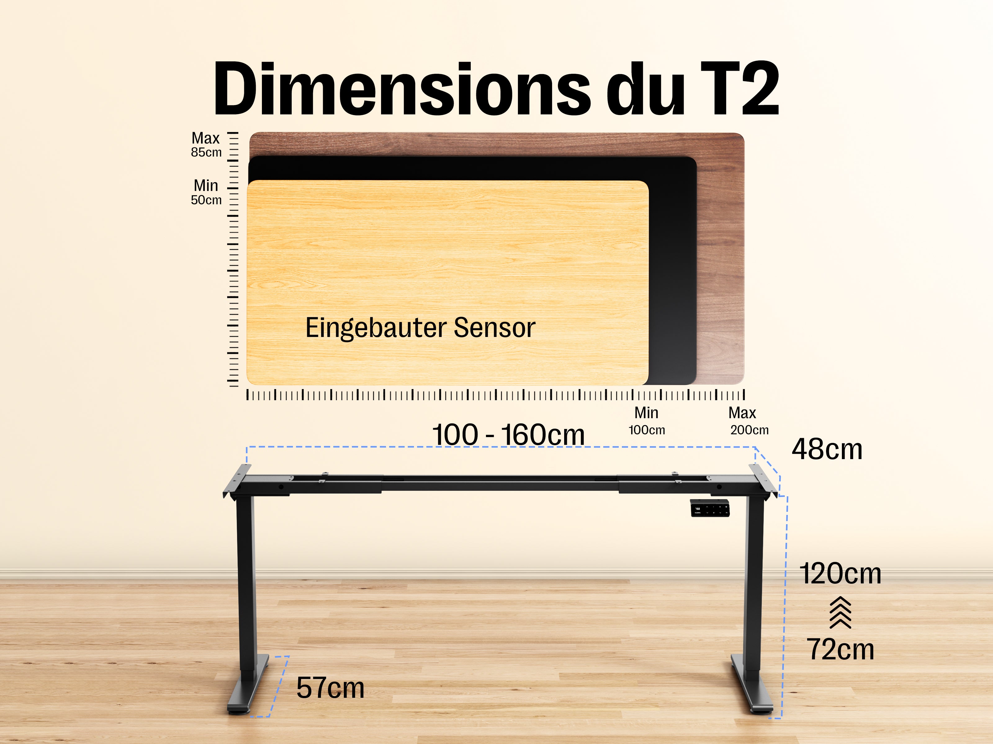 Bureau debout électrique Maidesite T2 à double moteur