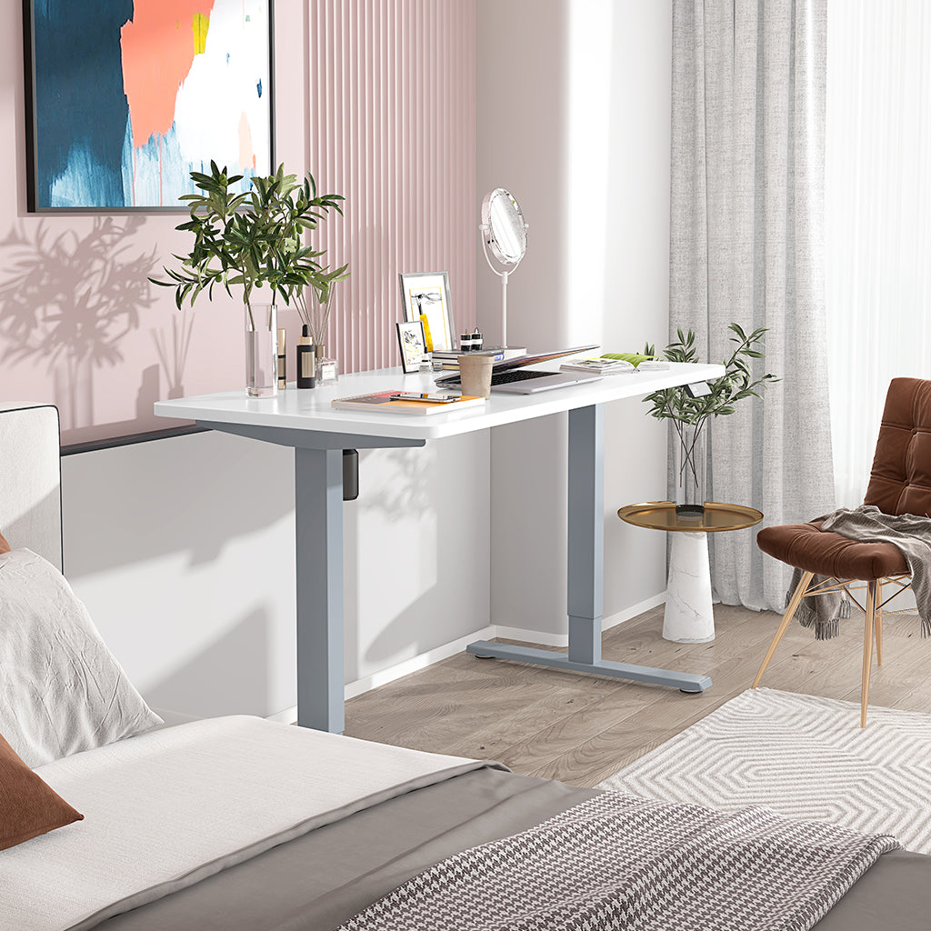 Grau+Weiß- Elektrisch Höhenverstellbarer Schreibtisch  für das Home Office